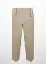 Pantalón Botones Beige Talla 46 Mujer Mango