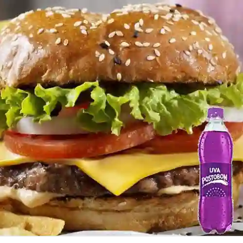 Combo Hamburguesa Sencilla + Uva Postobon 250 ml