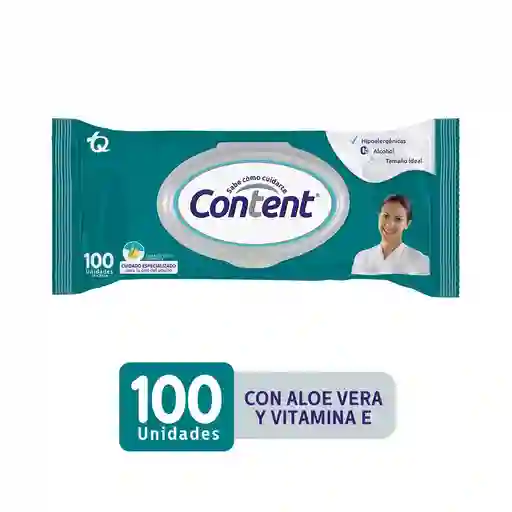 Toallitas Content Con Aloe Vera y Vitamina e (100 Und)