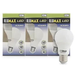 Bombillos Led. Base E27. 10 Watts. Forma: Bulbo. Luz Blanca. Contiene: 3 Unidades. Sku 203779. Sku 7707369049505