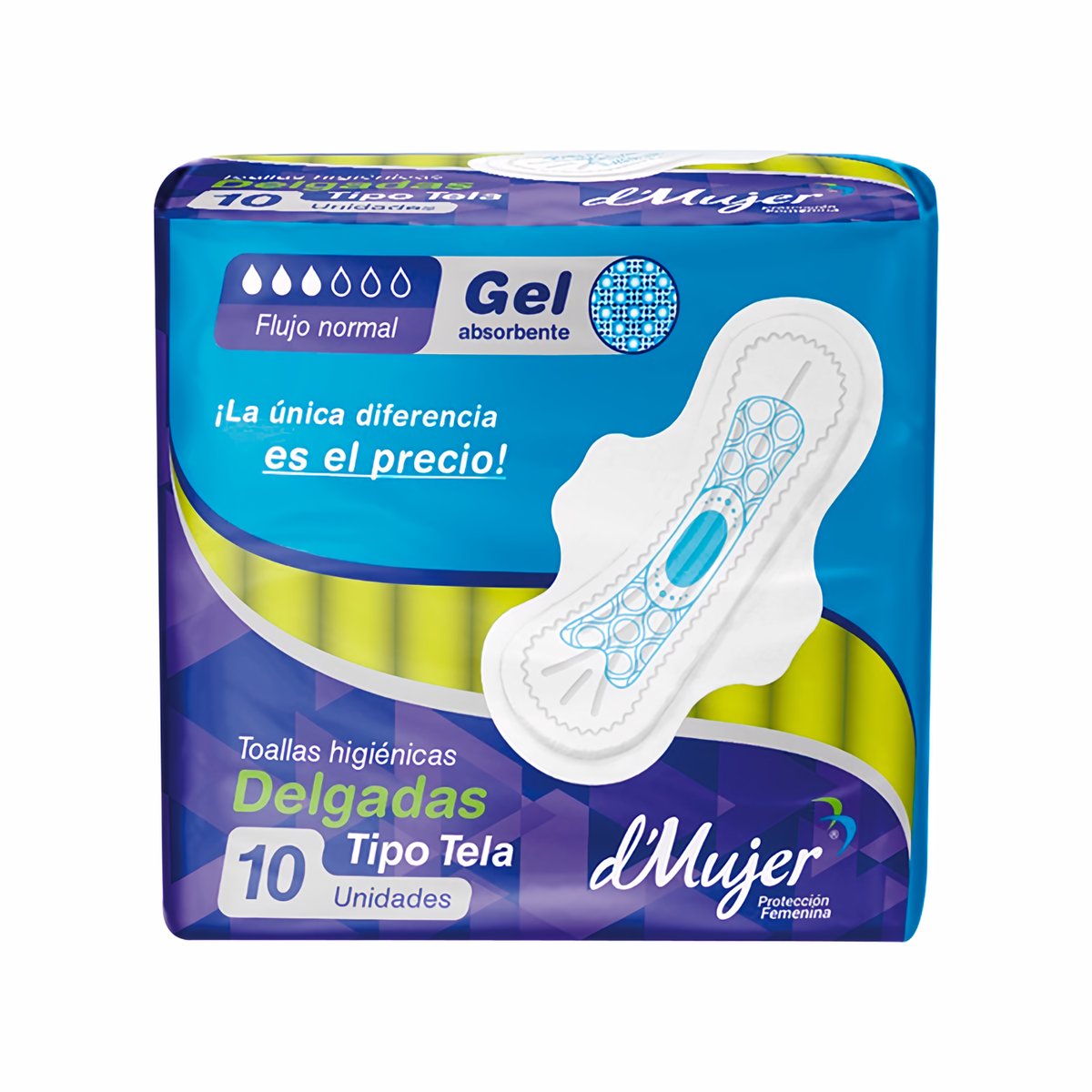 D´mujer Toallas Higiénicas Delgadas Tipo Tela 10 und