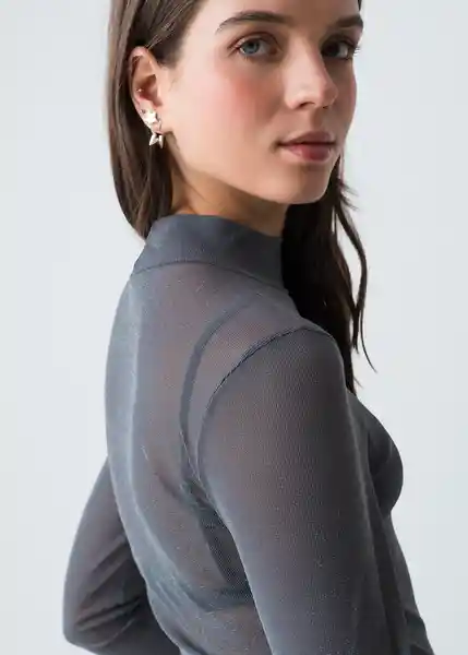 Camiseta Mujer Azul Plateado Medio Talla M 403G067 Naf Naf