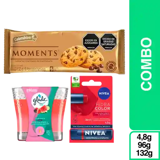Combo Hidratante Rojo + Moments Chips Chocolate + Vela Sandia