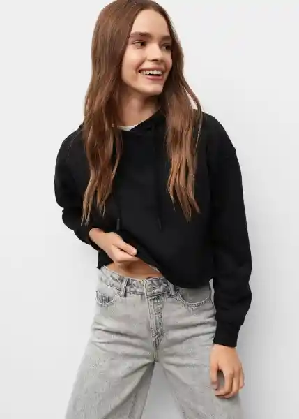 Sudadera Crop Negro Talla 21 Teen Niñas Mango