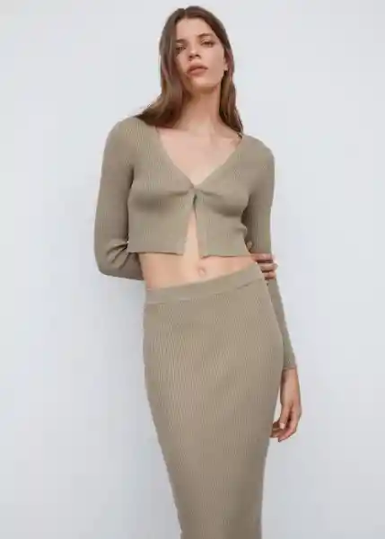 Falda Olimpica-L Khaki Talla XS Mujer Mango