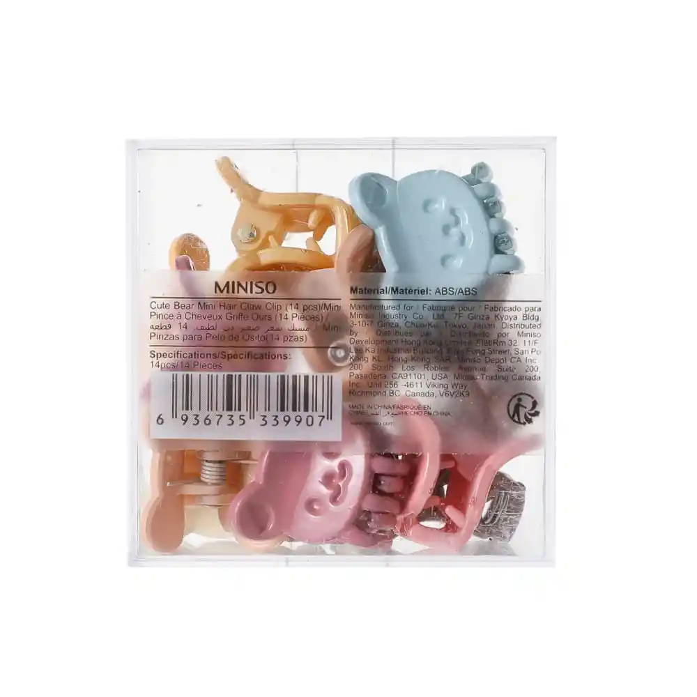 Pinza Para Cabello Mini Osito Mix de Colores Miniso