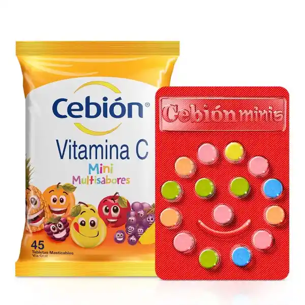 Cebión Minis tabletas masticables de Vitamina C Multi-Sabor 45 unidades