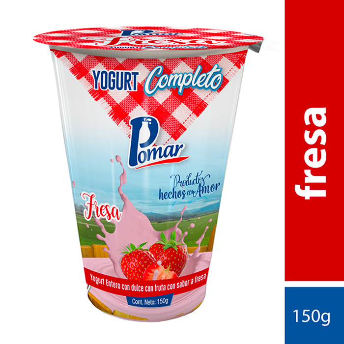 Pomar Yogurt Entero con Fruta Sabor a Fresa 150 g