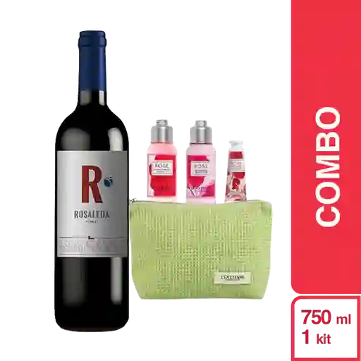 Combo Rosaleda Vino Tinto Merlot + Kit Rosa Para Mamá