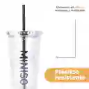 Vaso Plástico Con Pitillo Serie Silver Grey Miniso