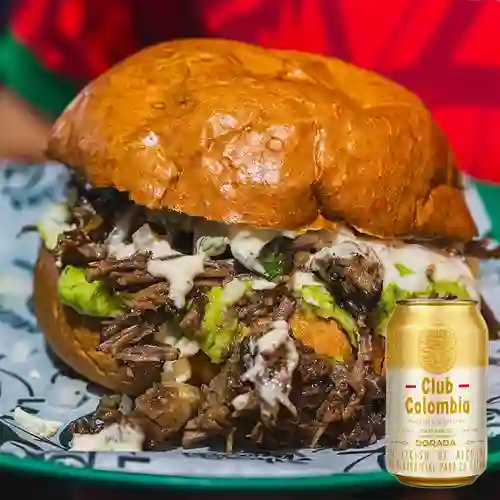 Combo Torta Birria + Club col. Dorada 300ml