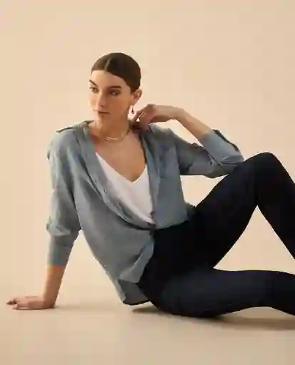 Camisa Azul Chambray Medio Talla M 412G011 Esprit
