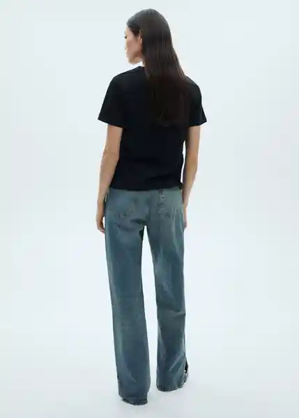 Camiseta Chalaca Negro Talla XS Mujer Mango