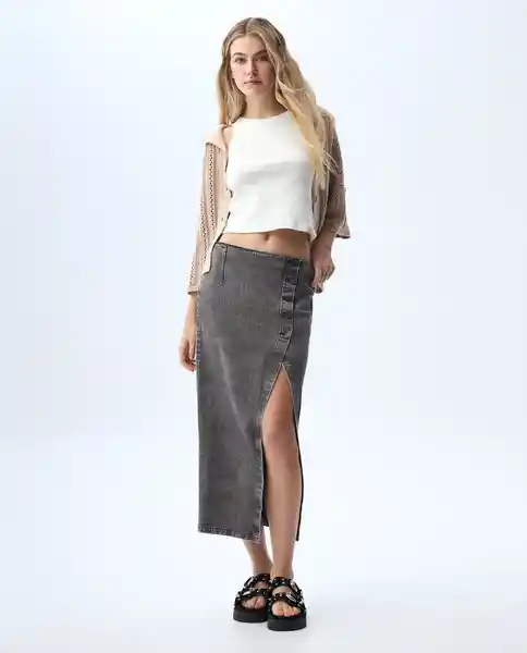 Falda Mujer Gris Talla 8 341G000_GRI173933 Americanino