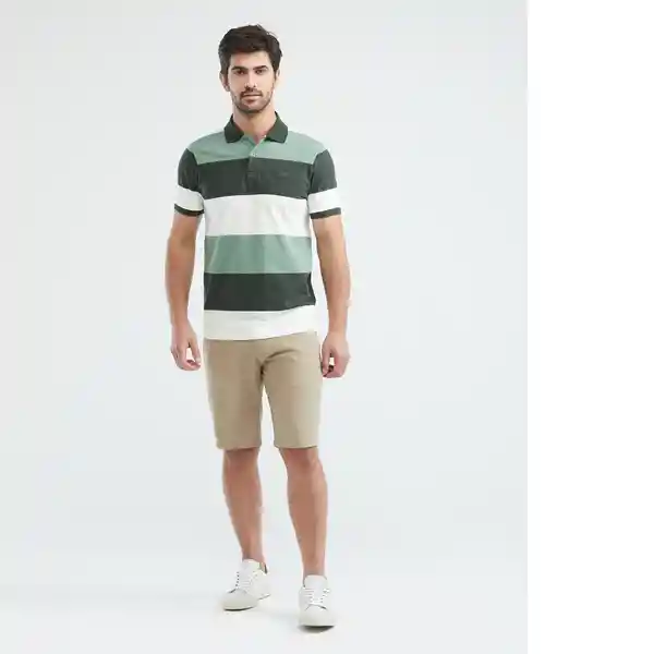 Camiseta Stripes Contrast Hombre Verde Mate Talla M Chevignon