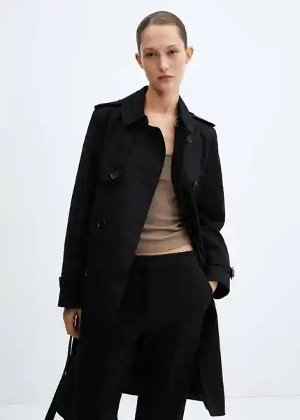 Abrigo Trench Polana Mujer Negro Talla L Mango