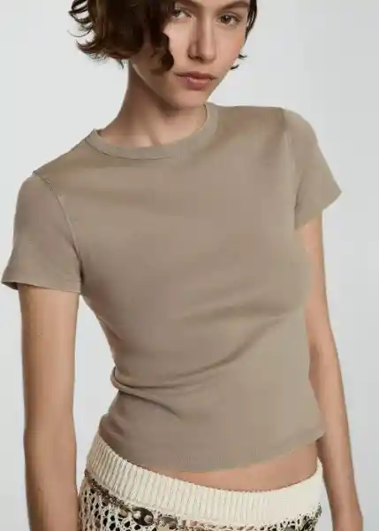 Camiseta Zani Beige Talla S Mujer Mango