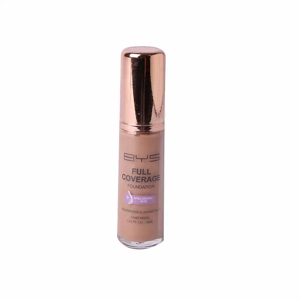 base liquida BYS full coverage acido hialuronico sand beige 30 ml
