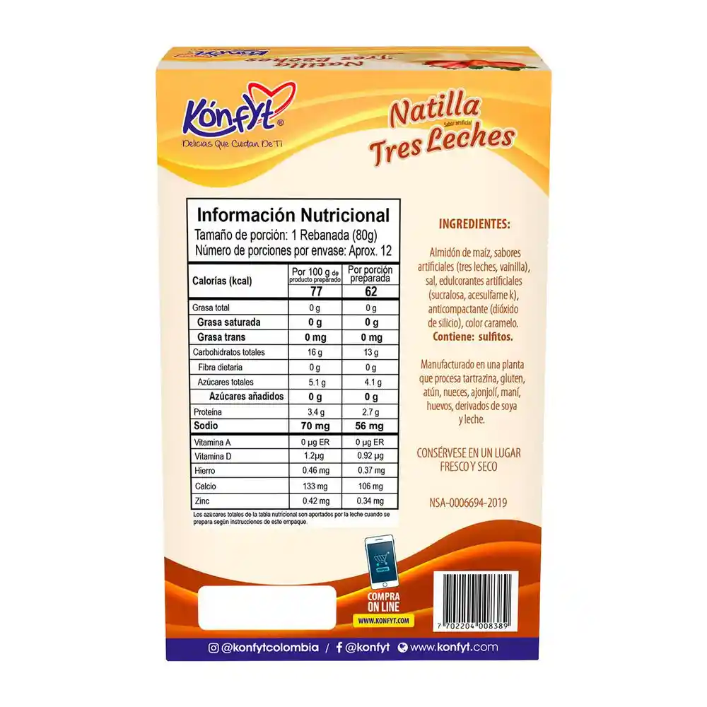 Mezcla Konfyt Natilla Tres Leches (120 Gr)