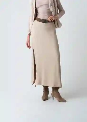 Falda Amber Beige Escarcha Claro Talla 6 Mujer 543G370 Naf Naf