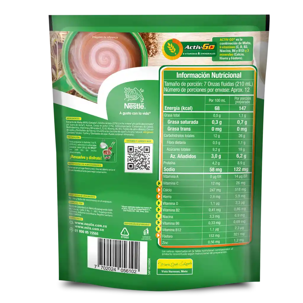 Bebida en polvo MILO x 250g