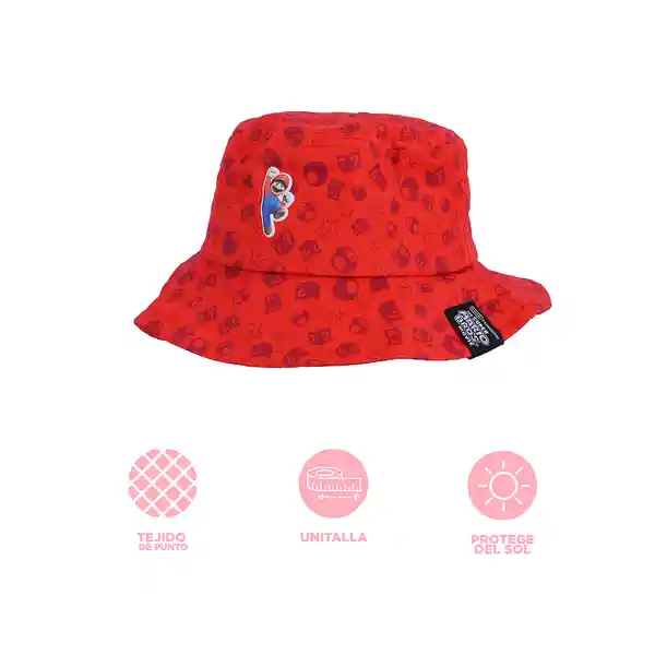 Sombrero Bucket Super Mario Bros Rojo Miniso