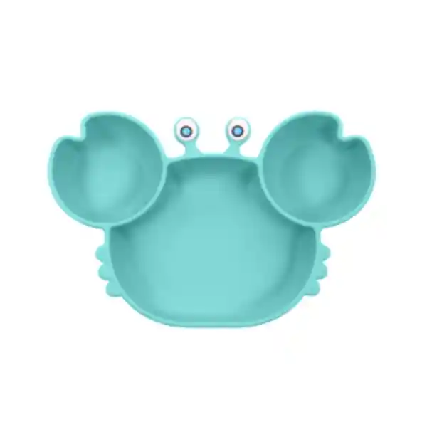 Plato de Silicona Para Niños en Forma de Cangrejo Menta Miniso