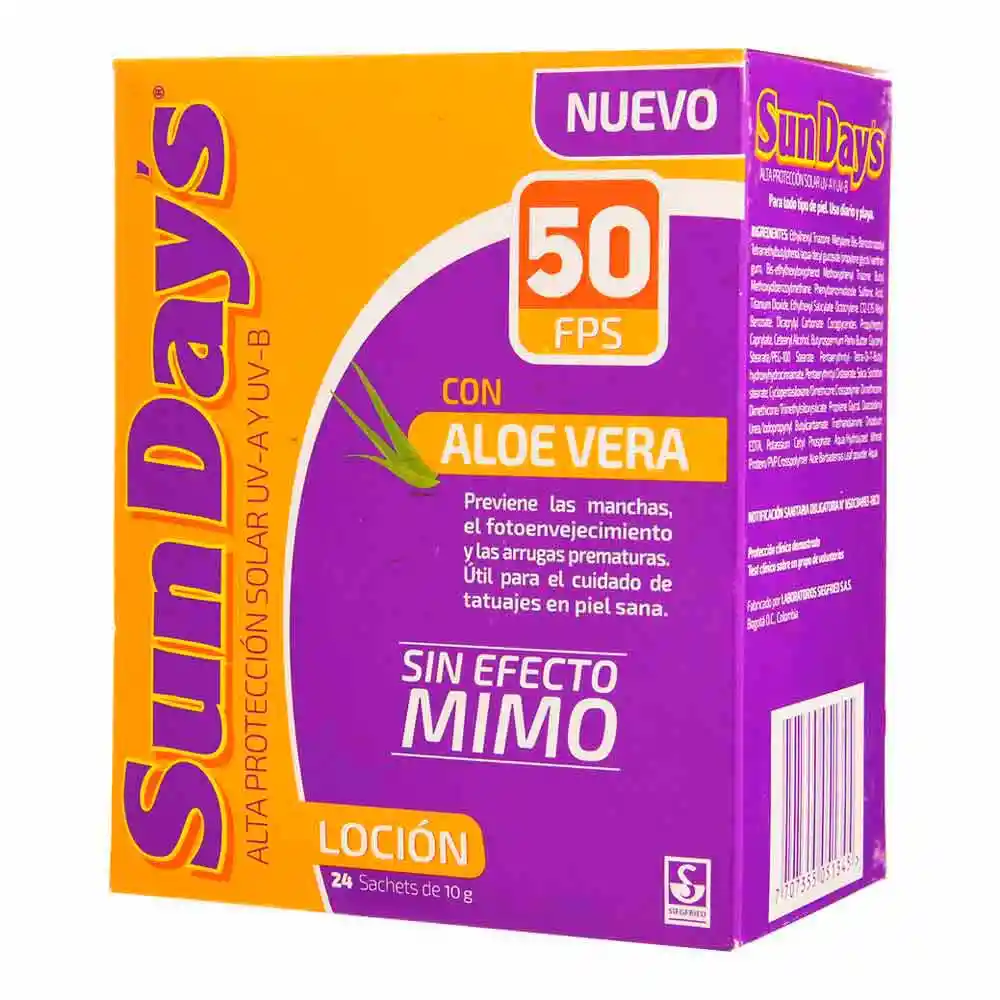  Sun Days Locion Protector Solar Fps 50 con Aloe Vera 