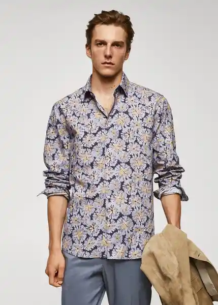 Camisa Furo Navy Talla L Hombre Mango