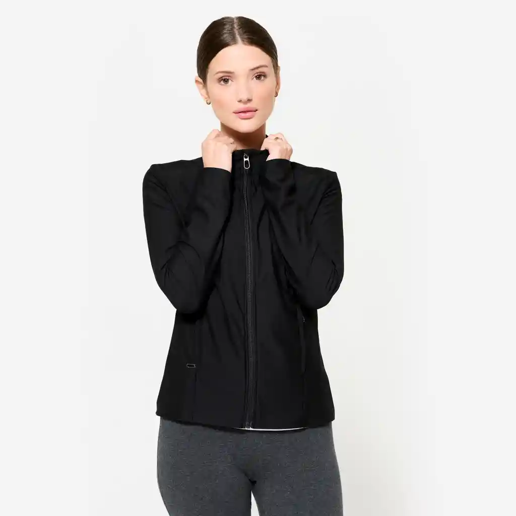 Chaqueta de Fitness Para Mujer Con Cremallera - Negro