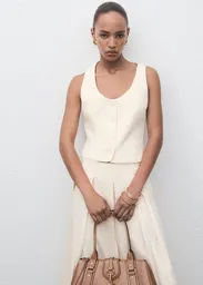 Chaleco Iguana Vainilla Talla L Mujer Mango