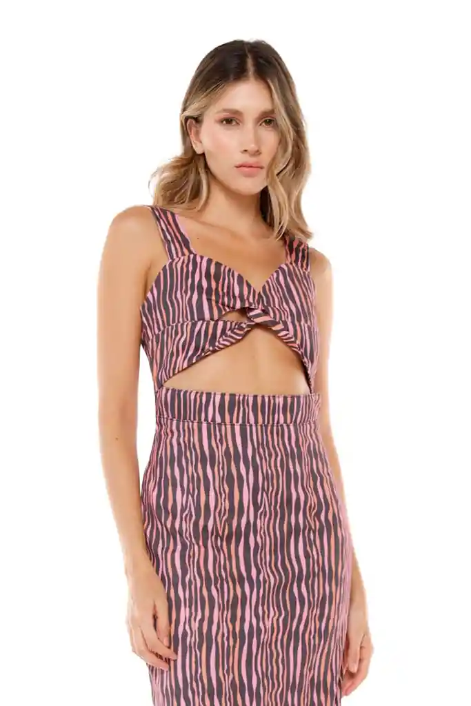 Vestido Largo Zebra Fucsia Para Mujer Jalina