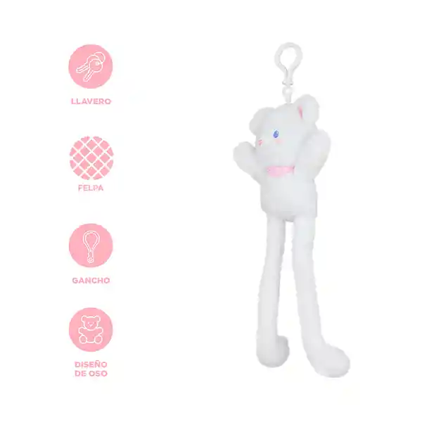 Llavero Colgante Que Tira de Las Orejas Conejito Blanco Miniso