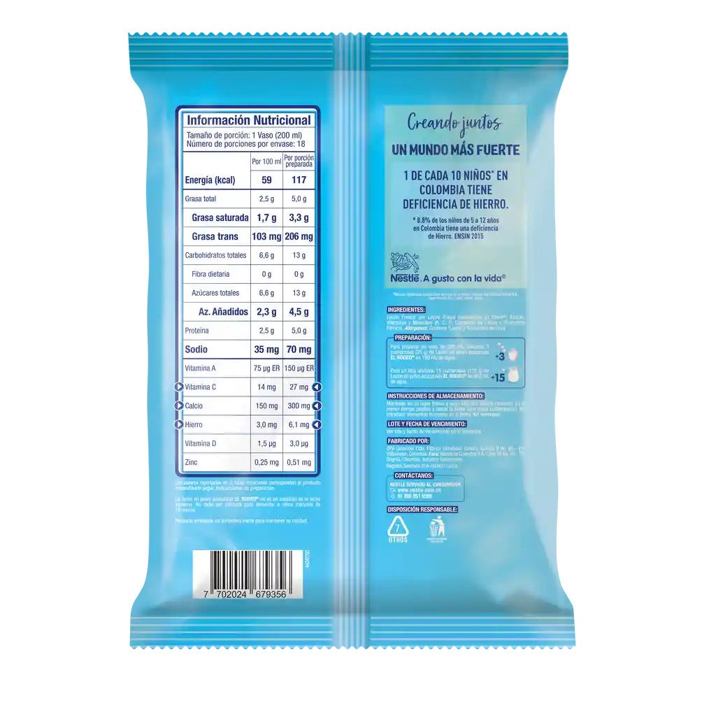 Leche en polvo EL RODEO azucarada x 450g gratis 75g