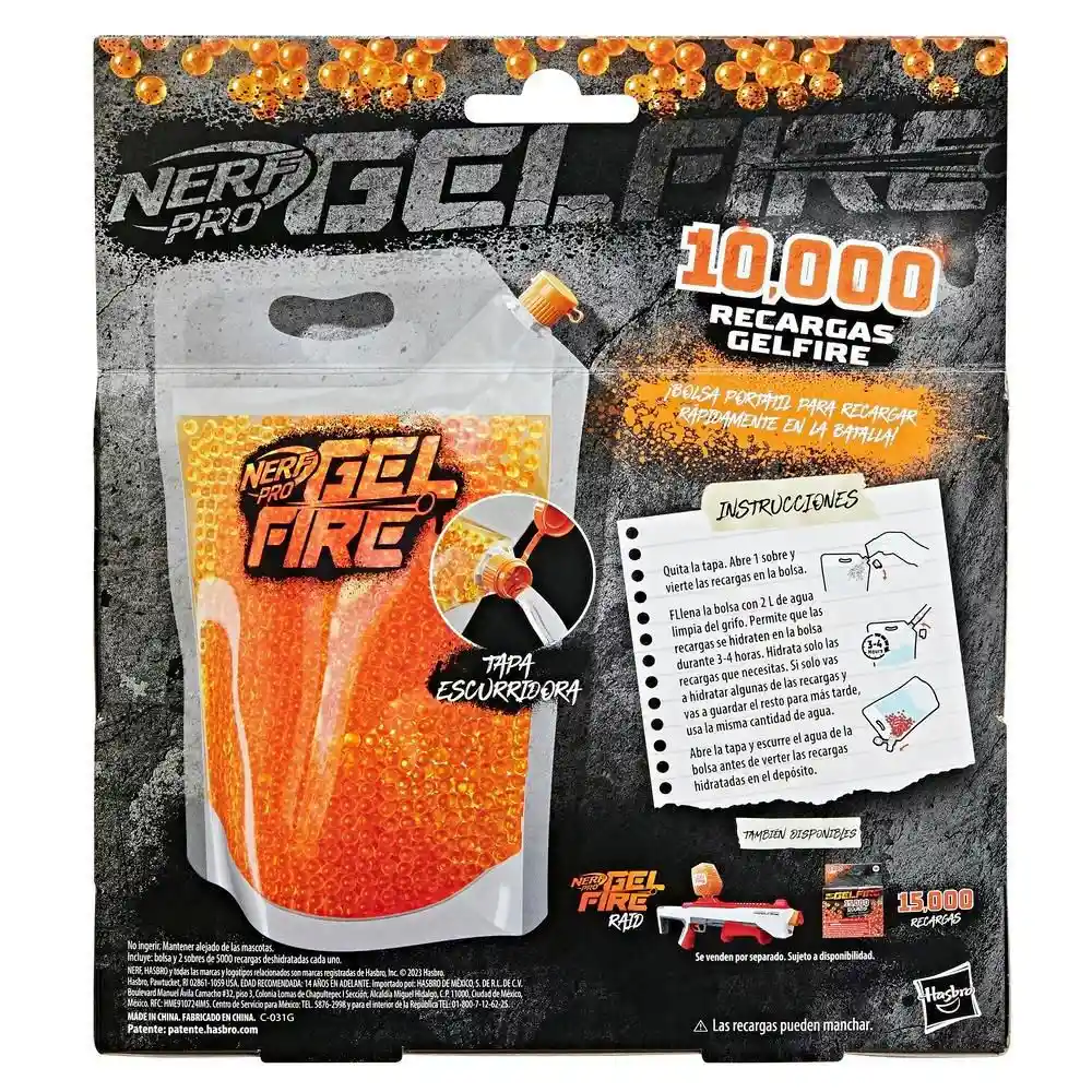Repuesto Pro Gelfire 10.000 Recargas Nerf