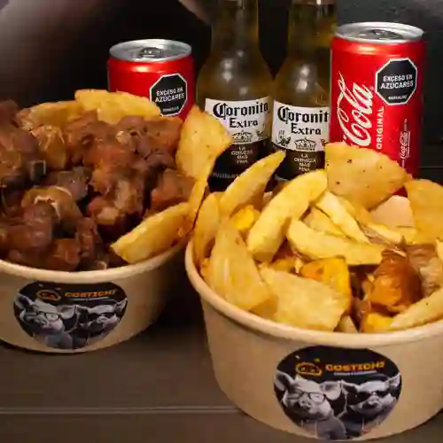 Familiar Papa Cascos y Criolla 2 Coca Cola 2 Coronitas