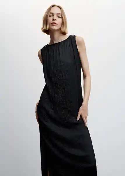 Vestido Plain Negro Talla M Mujer Mango