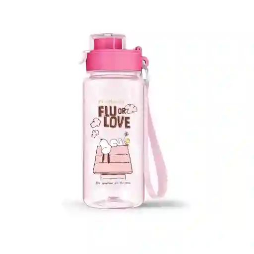 Vaso Plástico Con Pitillo y Correa de Snoopy Rosa 640 mL Miniso