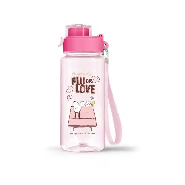 Vaso Plástico Con Pitillo y Correa de Snoopy Rosa 640 mL Miniso