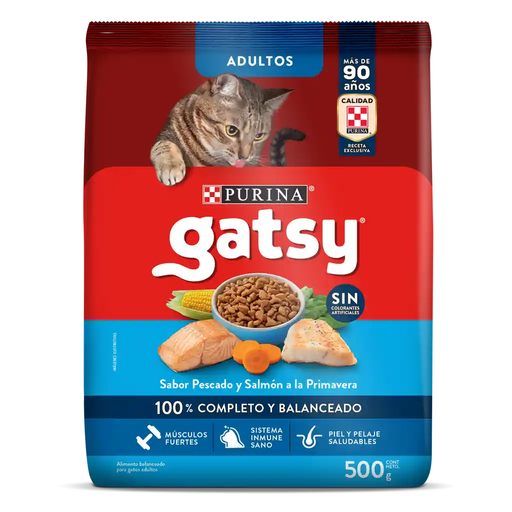 Comida para Gatos Purina Gatsy pescado y salmón 500gr