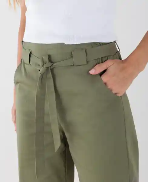 Pantalon Culotte Tiro Alto Violette Verde Militar S Mujer Naf Naf