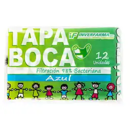 Inverfarma Tapaboca Pediátrico Azul Filtración 98% Bacteriana X12