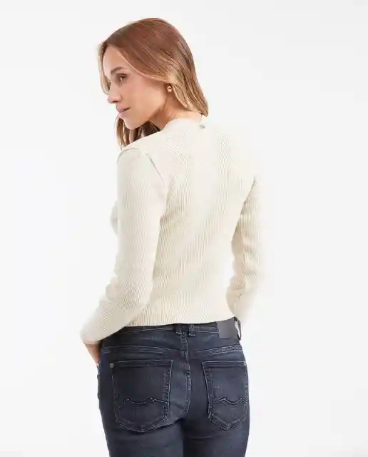 Cardigan Tejido Rib Caqui Fango Medio Talla M Chevignon