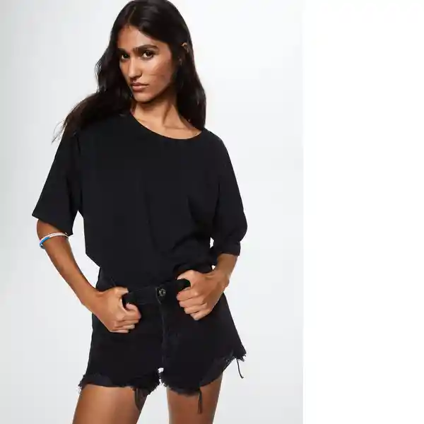 Camiseta Chalabig Negro Talla 24 Mujer Mango