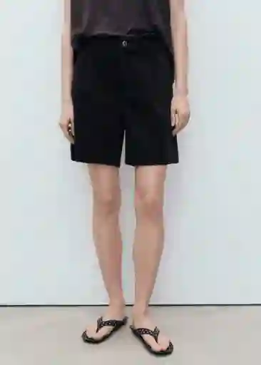 Bermuda Marina Tejano Negro Talla 38 Mujer Mango