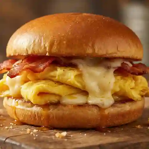 Sándwich desayuno con huevos y tocineta