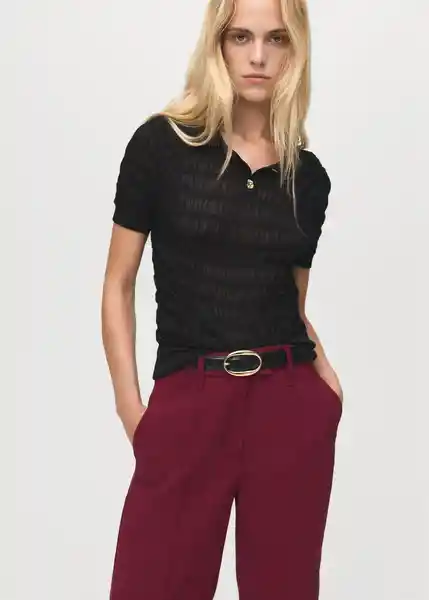 Pantalón Maca Burdeos Talla 36 Mujer Mango