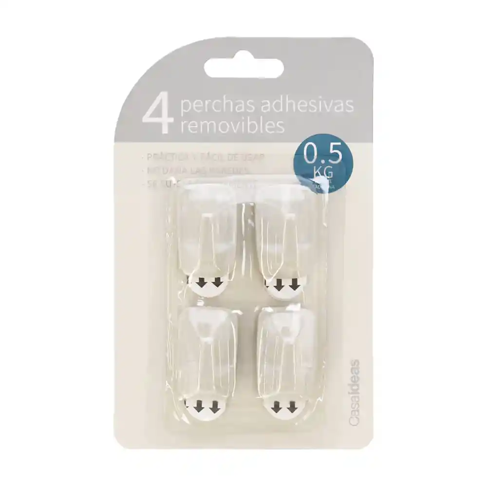 Set de 4 Ganchos Adhesivos 0.5 Kg Blanco Casaideas