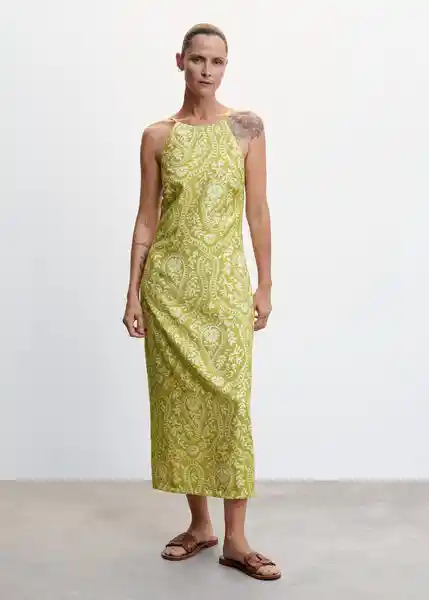 Vestido Honey-H Verde Pastel Talla S Mujer Mango