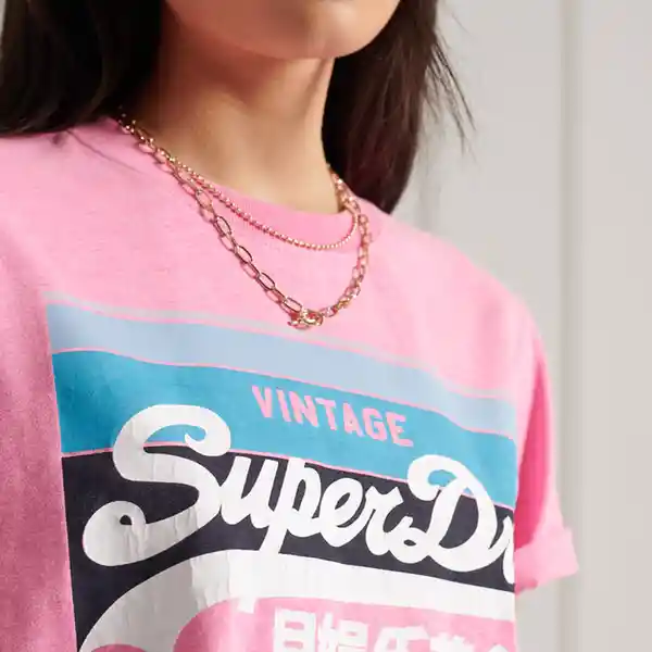 Vintage Superdry Camiseta Vl Cali Tee 180 Rosa Talla S